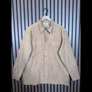 Chereskin Shirt Large Womens Tan Soft Twill Long Sleeve Button Pockets Collared